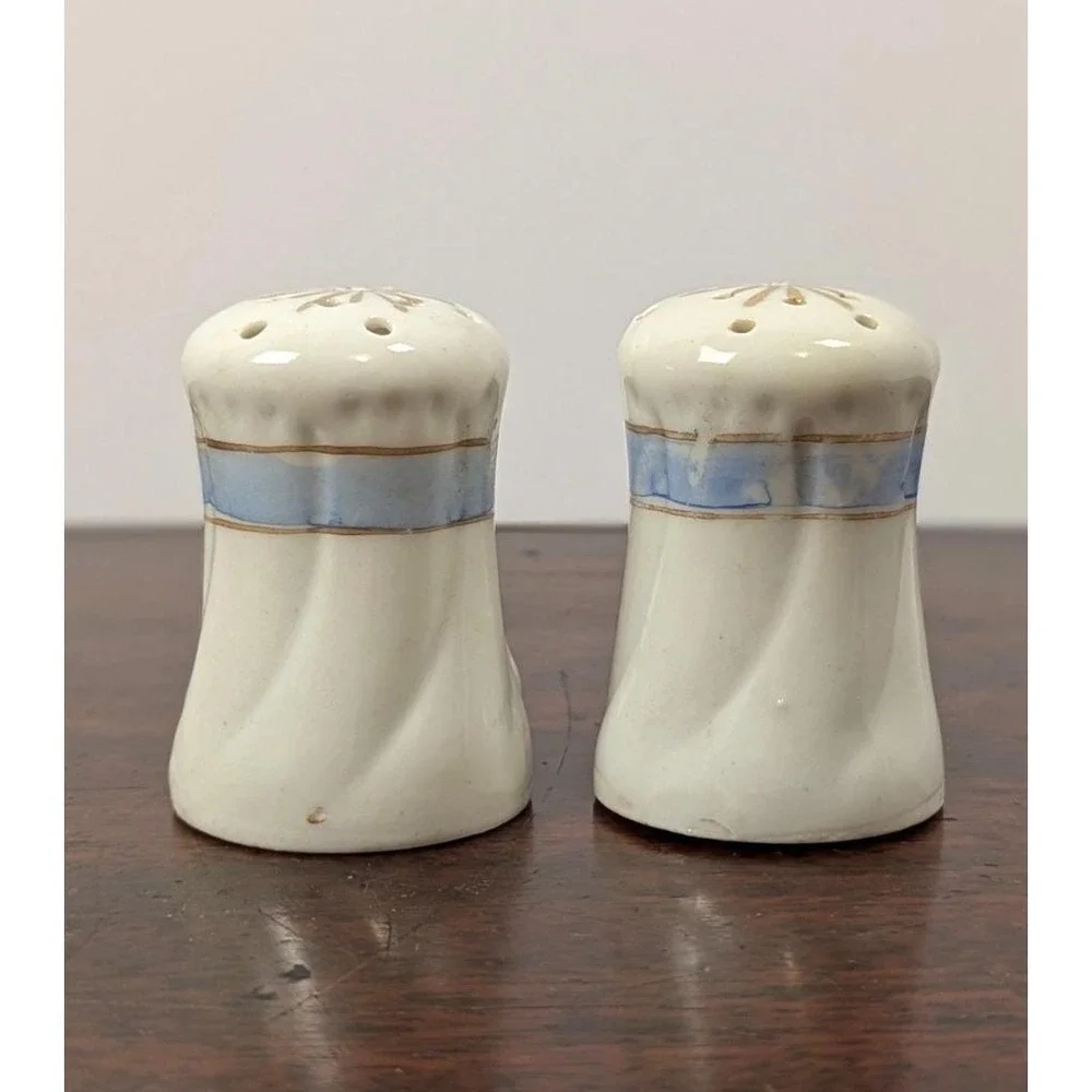 Vintage Hand Painted Japan Floral Porcelain Salt Pepper Shakers Cork Stopper